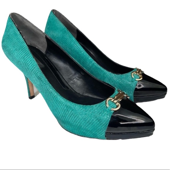 White House Black Market Jade Green Black Pump Heel 9.5 - Picture 16 of 16